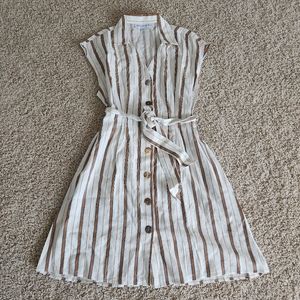 Emma and Michelle Short Sleeve Stripe Belted Shirtdress sz.12
